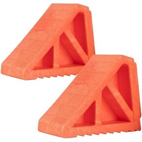 Stalwart Wheel Chocks 2-Pack - Parking Block Set with 3 Ton Capacity - Wheel Chocks for RV Trailer, Motorcycle, Camper, Trucks, or Cars (Orange)