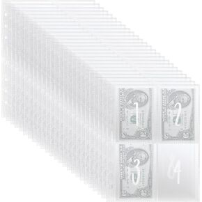 Dimeho 25 ورقة بحجم A5 جيوب مجلدة، 100 ظرف PVC شفاف حشو النقود النقدية توفير المال التحدي الموثق، 6 ثقوب حلقة استبدال الموثق إدراج دفتر الميزانية النقدية in Kuwait