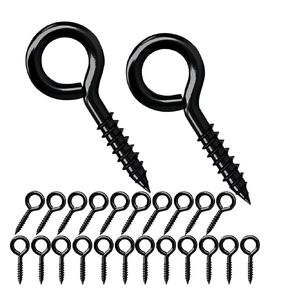 20PCS Eye Hooks, 25mm Screw Hooks, Screw Eye Hook, Eye Bolts for Hanging Hammocks, Swing Chairs, Black