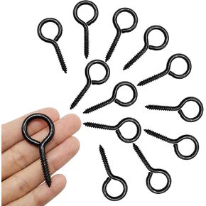 ECKJ 12 حزمة من خطافات العين اللولبية مقاس 5.08 سم #14 خطاف مسمار معدني أسود مطلي بالزنك لتعليق النباتات، أضواء سلسلة، زينة عيد الميلاد، تغذية الطيور، لافتة خشبية، دقات الرياح، حبل، ستارة in Kuwait