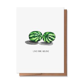 Wunderkid Love Your Melons Funny Valentine's Day Card, Anniversary Love Card for Her Wife Girlfriend (1 Single Card, Blank inside)