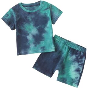 Baby Boys Clothes Tie Dye Summer Outfits Infant Toddler Boy Short Sleeve T-Shirt Top + Short Pants 2Pcs Set