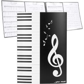 Musiin 6-Pages Piano Sheet Music Folder A4 Tri-Fold Expandable Organizer for Piano Arrangement Music Sheet Files