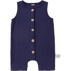 MICHLEY Baby Boys Girls Sleeveless Summer Romper Infant Toddler Cotton Outfits Jumpsuit 0-24 Months