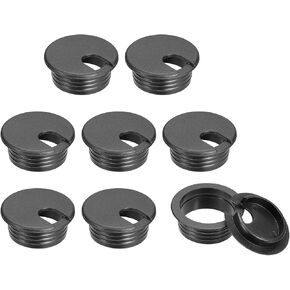 uxcell Cable Hole Cover, 8Pcs 45mm/1-3/4inch ABS Desk Cable Wire Cord Grommet Hole Cover for Office Computer Desk Wire Organizer, Black
