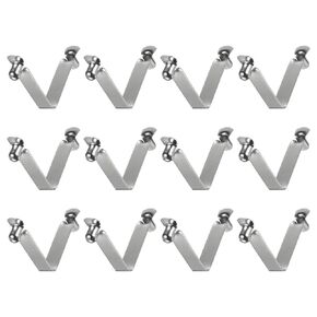 HARFINGTON 12pcs Double Button Kayak Paddle Snap Spring Clip 60x10mm 65Mn Spring Steel V-Shaped Hollow Lift Telescopic Locking Tube Pole Clips for Tent Umbrella Camping