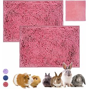 Guinea Pig Cage Liner Bedding 2 PCS, Washable Guinea Pig Bed Mat, Extra Absorbent Rabbit Pee Pad Reusable, Non-Slip Fleece Blanket for Bunny and Small Animal Cage Accessories (Grey, 24"x16")