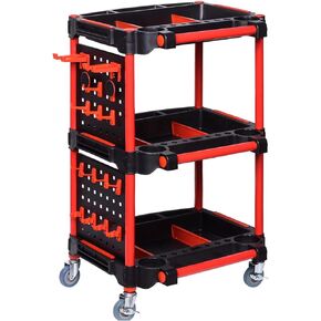 HX HONGXIANG Auto Detailing Tool Cart with Pegboard-Car Detailing Organizer for Garage DIY Home Studio Projects,Classify and Store Your Tools (Detailing Cart with 4 Tool Board)