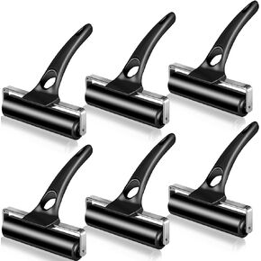 Frienda 6 Pcs 4.7 Inches Rubber Roller Black Rubber Brayer Ink Roller for Gluing Printing Inking Block Paper Crafting Press Printmaking Wallpaper Stamping Scrapbooks