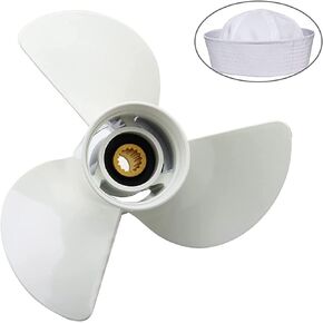 GELAIDI Outboard Propeller for Yamaha Engine 60HP 70HP 75HP 80HP 85HP 90HP 115HP 130HP，15 Tooth, RH ，3-Blade，White