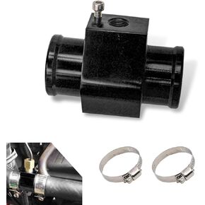 1 PC Aluminum Water Temperature Sensor, Automotive Radiator Hose Adapter, Car Temperature Gauge Joint Pipe, Universal for Most Cars, SUVs, Trucks, RVs (Black #26MM)