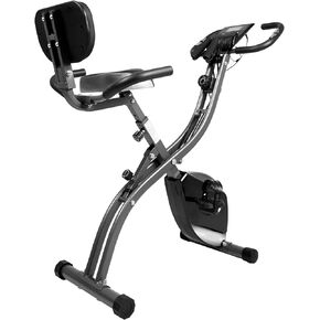 Exercise Bike Stationary bike, Ultra-Quiet Folding Indoor Cycling Bike with 8-Level Resistance, Arm Resistance Band, High Backrest, LCD Monitor, Workout bike for Home Men Women and Seniors