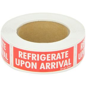 Aviditi Tape Logic 1 1/2" x 4", Refrigerate Upon Arrival" Red/White Warning Sticker, for Shipping, Handling, and Packing (1 Roll of 500 Labels)