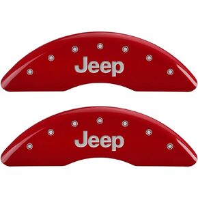 MGP Caliper Covers - Brake Caliper Covers 2014-2023 Jeep Cherokee (Dual Piston) - Front and Rear Set - Red
