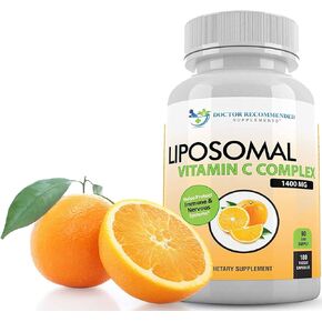 Liposomal Vitamin C 1400mg Per Serving - 180 Veggie Capsules High Absorption Ascorbic Acid, Lypo-Spheric Vitamin C Complex Immune Support Supplement with Powerful Antioxidants and Collagen Booster