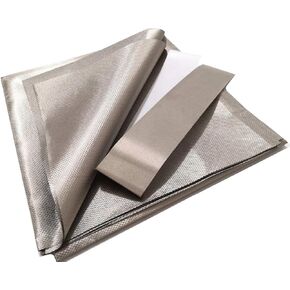 Copper Faraday RFID Shielding Fabric-Block WiFi/RF Conductive Magnetic Copper/Nickel EMF Protection Fabric 39"x43" inch with Conductive Adhesive Tape 2x20" inch