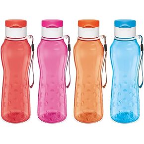 MILTON Sports Water Bottle Kids Reusable Leakproof 25 Oz 4-Pack Plastic Wide Mouth Large Big Drink Bottle BPA & Leak Free with Handle Strap Carrier for Cycling Camping Hiking Gym Yoga Fitness