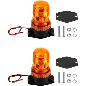 QWORK Amber Led Strobe Lights, Warning Emergency Flashing Beacon Lights for Trucks, Cars, Bus, Tractor, Mower, ATV, Golf Carts, UTV, 2 Pack