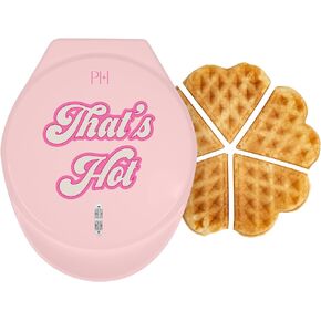 Paris Hilton Heart Waffle Maker, Makes 5 Mini Heart Shaped Waffles or 1 Individual Waffle, Easy to Clean 6" Nonstick Plates, Made without PFAS or PFOA, Electric Waffle Iron, Pink
