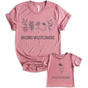 Teeny Fox Raising Wildflowers Little Sunflower Mother Girl Baby Matching Outfits Cute Family Shirts