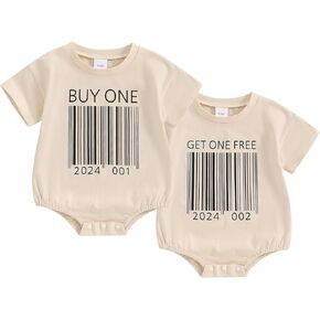 Chloefairy Baby Twins Bodysuit Buy One Get One Onesie Summer Short Sleeve Romper Boy Girl Twin Matching Outfits