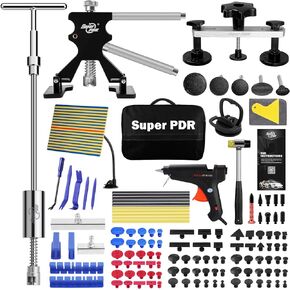 Super PDR Car Dent Puller Body Repair Dent Removal Tools Paintless Dent Removal Kit with Bridge Puller Slide Hammer T-Bar for Car Dent Remover and Motorcycle Surface Repair