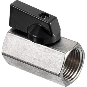 PATIKIL 1/2 NPT Brass Mini Ball Valve, 1 Pack NPT Female to Female Shut-Off Valve for Pipe Coupler Connector, Black