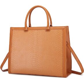 حقيبة كمبيوتر محمول للنساء، حقيبة عمل من جلد البولي يوريثان مقاس 15.6 بوصة، حقيبة كمبيوتر محمول، حقيبة كتف للأعمال، حقيبة مكتب للأعمال، حقيبة يد - بني in Kuwait