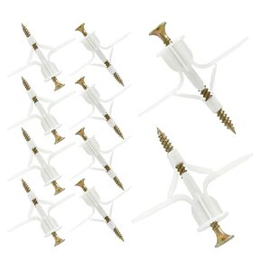 Moicstiy Drywall Anchor Kit Hollow Wall Anchors with Screws Plasterboard Plugs Butterfly Expansion Dry Wall Anchors Screw for Curtain Gypsum Board Wall(Anchor 50pcs+Screws 50pcs, Gray)