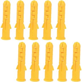 TEHAUX 200pcs Yellow Ribbed Plastic Anchor Wall Plastic Expansion Pipe Tube Wall Plugs- Industrial Screws