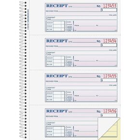 Adams SC1182 Money/Rent Receipt Book, 2-Part, Spiral-Bound, 200 Sets/Book