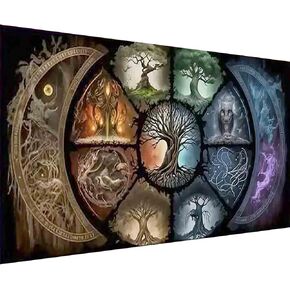 BOHADIY DIY 5D Diamond Painting Kits for Adults Diamond Art Large Size Tree of Life Abstract Tree Landscape Full Drill Crystal Rhinestone Embroidery Craft Kits for Home Wall Decor, 27.5X15.7 Inch