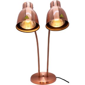 KOUWO Dual Bulbs Food Heat Lamp 500W Food Warmer Light Adjustable Copper Heating Lamps for Buffet Restaurant Kitchen Parties Freestanding (Dual Bulbs(110V))
