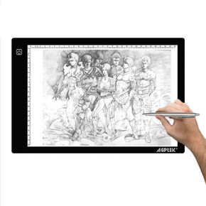 صندوق إضاءة A4، لوحة إضاءة AGPtek LED Artcraft للتتبع، كابل طاقة USB رفيع للغاية، سطوع خافت، لوحة الوشم للرسوم المتحركة، الرسم، التصميم، عرض الأشعة السينية بالستينسيل مع محول USB (موافقة PSE)
