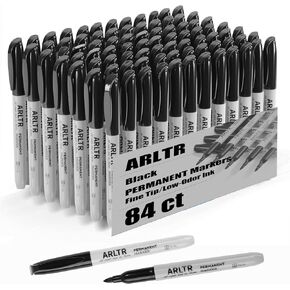 ARLTR Permanent Markers Bulk with Fine Tip, Bulk Pack of 84 with Black, Works on Plastic,Wood,Stone,Metal and Glass for Doodling, Coloring as Office, School Supplies