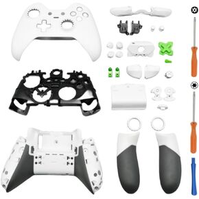 Hzxkqmil Housing Shell Kit for Xbox Elite 1st Controller, Replacement Full Case Cover Faceplate Middle Frame Side Rails ABXY LT RT Buttons LB RB Bumper Accessories (Black)