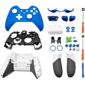 Hzxkqmil Housing Shell Kit for Xbox Elite 1st Controller, Replacement Full Case Cover Faceplate Middle Frame Side Rails ABXY LT RT Buttons LB RB Bumper Accessories (Black)