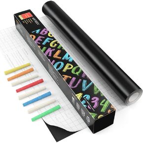 ARTEZA Black Chalkboard Peel and Stick Wall Sticker, 16 Feet x 17.7 Inches