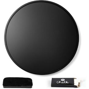 Better Office Products Large Round Magnetic Chalkboard with Wooden Frame for The Home & Office, 24"x24" with Mounting Hardware, 4-Piece Chalk Set, and Eraser Included (Solid Black)
