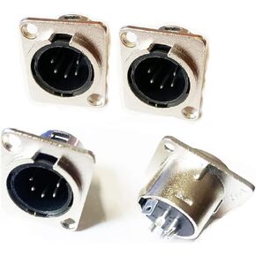 3 Pin XLR Female Socket Metal Panel Mount Chassis Microphone Audio Jack D-Type Connector Adapter, Pack of 4