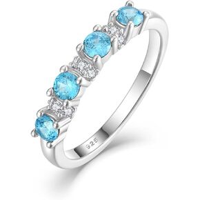 STARCHENIE 4-Stone Promise Ring for Her | 925 Sterling Silver Engagement Wedding Band | Stackable Eternity Ring Size 5-10