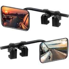 DTNESS 1 Pair Caravan Towing Mirrors, Universal Car Towing Mirrors with Clamps, Adjustable Rearview Mirrors for Motorhome SUV RV Trailer Van Trucks
