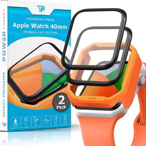 واقي شاشة Power Theory مكون من قطعتين لساعة Apple مقاس 40 مم، طبقة شفافة كريستالية حماية ممتازة من مادة PMMA، مضادة للخدش، شفاء ذاتي، مجموعة سهلة التركيب، خالية من الفقاعات، مضادة للتلطخ [ليست زجاجية] سلسلة 4/5/SE/6 in Kuwait