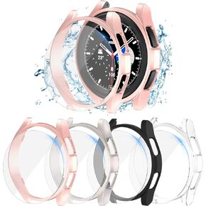 PKMH [8+8 حزمة واقي شاشة وحافظة لساعة Samsung Galaxy Watch 6 مقاس 44 مم، ممتص للصدمات من البولي كربونات الصلب مقاوم للماء ومضاد للضباب من الزجاج المقوى مجموعة غطاء الوجه