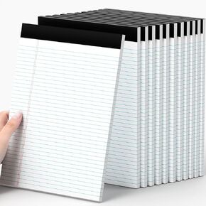12 Pack of Legal Pads 8.5 x 11.75 College Ruled Notebook White Paper Note Pad Narrow Ruled 30 Sheets Notepads Perforated Writing Pad Clear Print 8x11 Legal Pads Pads of Paper