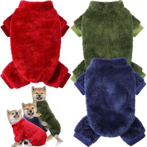 Reginary 3 Pieces Dog Pajamas Puppy Clothes Winter Coats Elastic Pajamas for Puppy Fluffy Jumpsuit Fleece Sweater for 4 Legs Dog Bodysuit(X-Small,Pink, Purple, Green)