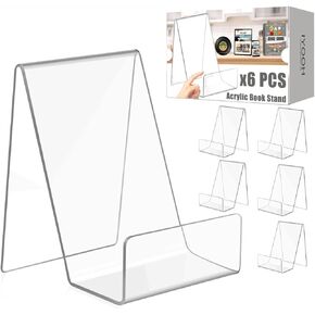 IYOOH 6 Pack Acrylic Book Stands for Display, Clear Book Holder Display Stand, 4inch Small Easel Picture Stands for Display, Acrylic Display Stands for Vinyl, Photo, Postcard, Cookbook, Magazine