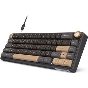 RK ROYAL KLUDGE R65 Wired Gaming Keyboard with Volume Knob, 60% Percent RGB Backlit Mechanical Keyboard Gasket Mount with PBT Keycaps, MDA Profile, QMK/VIA, 66 Keys Hot Swappable Cream Switch, Black