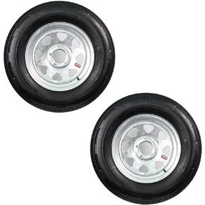 eCustomRim 2-Pack Trailer Tire On Galvanized Rim ST215/75D14 Load C 5 Lug/4.5 14x6 Wheel - 2 Year Warranty w/Free Roadside