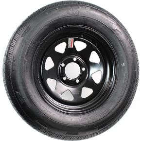 eCustomRim Trailer Tire and Rim Bias Ply ST205/75D14 LRC 14X5.5 5-4.5 Black Spoke Wheel - 2 Year Warranty w/Free Roadside
